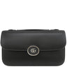 グッチ GUCCI ダブルGプレート 739721 ブラック レザー 2WAYバッグ シルバー金具 黒 ショルダー クラッチ