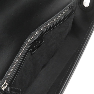 グッチ GUCCI ダブルGプレート 739721 ブラック レザー 2WAYバッグ シルバー金具 黒 ショルダー クラッチ