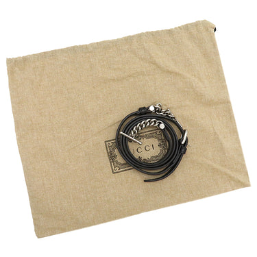 グッチ GUCCI ダブルGプレート 739721 ブラック レザー 2WAYバッグ シルバー金具 黒 ショルダー クラッチ