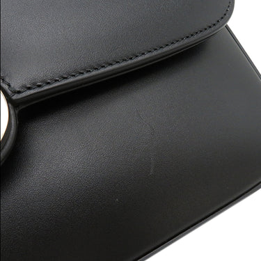 グッチ GUCCI ダブルGプレート 739721 ブラック レザー 2WAYバッグ シルバー金具 黒 ショルダー クラッチ