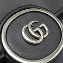 グッチ GUCCI ダブルGプレート 739721 ブラック レザー 2WAYバッグ シルバー金具 黒 ショルダー クラッチ