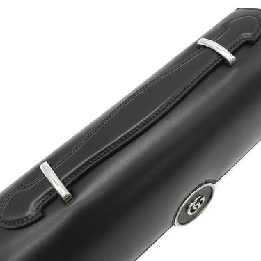 グッチ GUCCI ダブルGプレート 739721 ブラック レザー 2WAYバッグ シルバー金具 黒 ショルダー クラッチ