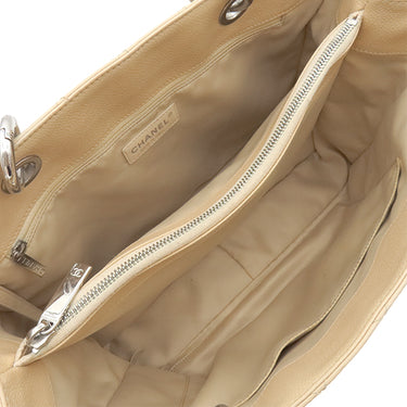 シャネル CHANEL マトラッセ GST トートバッグ A50995 ベージュ キャビアスキン トートバッグ シルバー金具 ココマーク チェーンショルダー