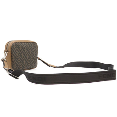 フェンディ FENDI ダイアゴナル カメラケース デュオ  7VA607 ブラウン×ダークブラウン×ブラック PVCコーティングキャンバス レザー ショルダーバッグ シルバー金具 茶 ズッカ FF