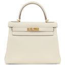 エルメス HERMES ケリー28 内縫い クレ トゴ 2WAYバッグ ゴールド金具 オフホワイト ショルダー