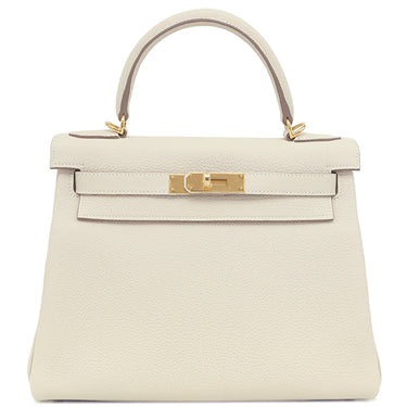 エルメス HERMES ケリー28 内縫い クレ トゴ 2WAYバッグ ゴールド金具 オフホワイト ショルダー