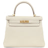 エルメス HERMES ケリー28 内縫い クレ トゴ 2WAYバッグ ゴールド金具 オフホワイト ショルダー