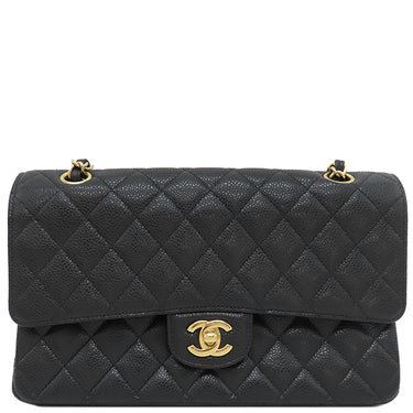 シャネル CHANEL マトラッセ 25 フラップバッグ A01112 ブラック キャビアスキン ショルダーバッグ ゴールド金具 黒 ダブルフラップ ダブルチェーン Wチェーン
