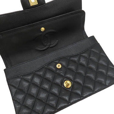 シャネル CHANEL マトラッセ 25 フラップバッグ A01112 ブラック キャビアスキン ショルダーバッグ ゴールド金具 黒 ダブルフラップ ダブルチェーン Wチェーン