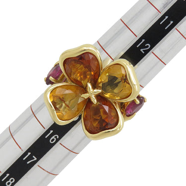 シャネル CHANEL クローバー リング オレンジXイエローゴールド K18YG シトリン ガーネット リング 指輪 黄 18K 750YG 14号
