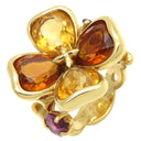 シャネル CHANEL クローバー リング オレンジXイエローゴールド K18YG シトリン ガーネット リング 指輪 黄 18K 750YG 14号