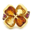 シャネル CHANEL クローバー リング オレンジXイエローゴールド K18YG シトリン ガーネット リング 指輪 黄 18K 750YG 14号