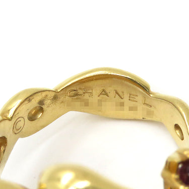 シャネル CHANEL クローバー リング オレンジXイエローゴールド K18YG シトリン ガーネット リング 指輪 黄 18K 750YG 14号