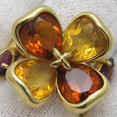シャネル CHANEL クローバー リング オレンジXイエローゴールド K18YG シトリン ガーネット リング 指輪 黄 18K 750YG 14号