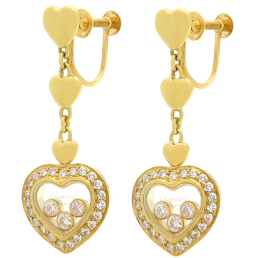 ショパール CHOPARD ハッピーダイヤモンド イエローゴールド K18YG ダイヤモンド イヤリング ムービングダイヤ 3P 三粒 18K Au750