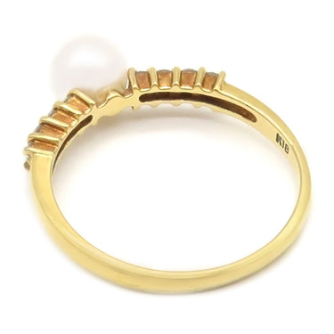 TASAKI TASAKI パール ダイヤリング パールホワイトXイエローゴールド K18YG パール ダイヤモンド リング 指輪 真珠 1P 1粒 10号