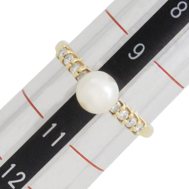 TASAKI TASAKI パール ダイヤリング パールホワイトXイエローゴールド K18YG パール ダイヤモンド リング 指輪 真珠 1P 1粒 10号