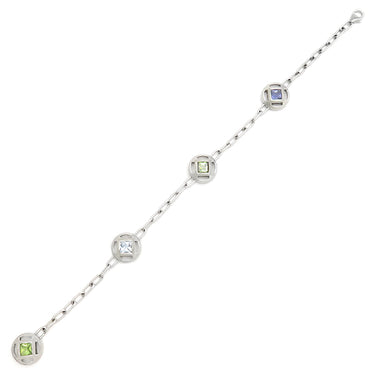 カルティエ Cartier パシャ グリッド ブレスレット ホワイトゴールド K18WG ペリドット アクアマリン アイオライト ブレスレット 750WG 18K 18金 バングル 色石 スクエアカット
