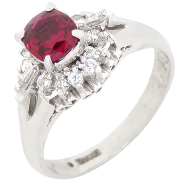 ノンブランド NON BRAND ルビー ダイヤリング プラチナシルバー Pt900 ルビー ダイヤモンド リング 指輪 レッド 赤 8号