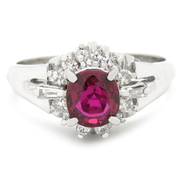 ノンブランド NON BRAND ルビー ダイヤリング プラチナシルバー Pt900 ルビー ダイヤモンド リング 指輪 レッド 赤 8号