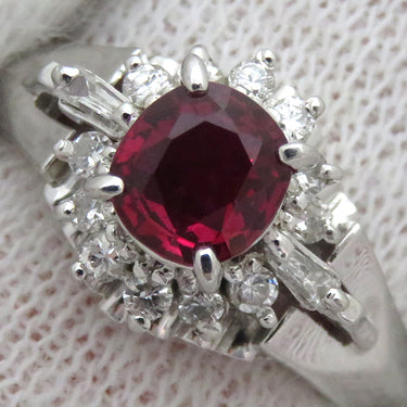 ノンブランド NON BRAND ルビー ダイヤリング プラチナシルバー Pt900 ルビー ダイヤモンド リング 指輪 レッド 赤 8号