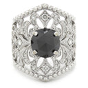 ノンブランド NON BRAND ブラックダイヤリング ホワイトゴールド K18WG ダイヤモンド ブラックダイヤモンド リング 指輪 11号