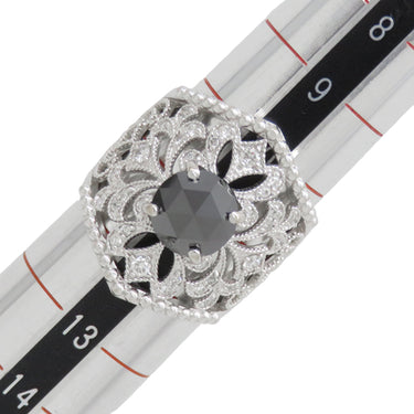 ノンブランド NON BRAND ブラックダイヤリング ホワイトゴールド K18WG ダイヤモンド ブラックダイヤモンド リング 指輪 11号