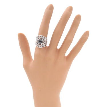 ノンブランド NON BRAND ブラックダイヤリング ホワイトゴールド K18WG ダイヤモンド ブラックダイヤモンド リング 指輪 11号