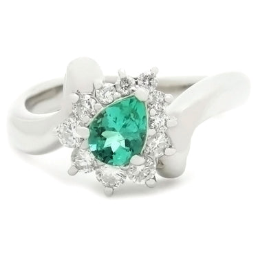 ノンブランド NON BRAND エメラルド ダイヤモンド リング プラチナシルバー Pt900 エメラルド ダイヤモンド リング 指輪 グリーン 緑 10号