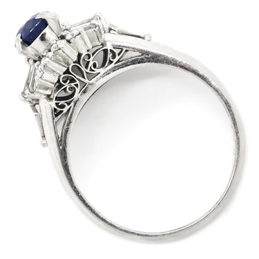 ノンブランド NON BRAND ブルーサファイア ダイヤリング プラチナシルバー Pt900 サファイア ダイヤモンド リング 指輪 プラチナ 青 11.5号