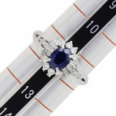 ノンブランド NON BRAND ブルーサファイア ダイヤリング プラチナシルバー Pt900 サファイア ダイヤモンド リング 指輪 プラチナ 青 11.5号