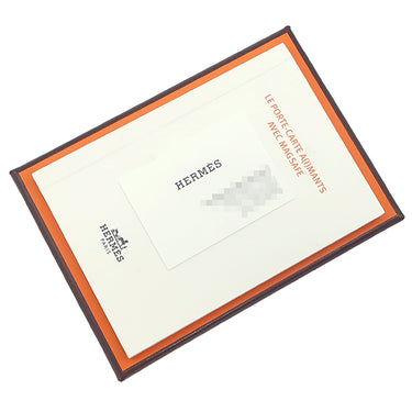 エルメス HERMES MagSafe エマン “アロ！” ブルーネイビー×マルチカラー スイフト フェルト カードケース 茶 iPhone マグネット