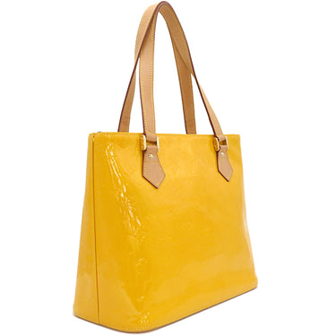 ルイヴィトン LOUIS VUITTON ヒューストン M91121 ジョーヌ モノグラムヴェルニ トートバッグ ゴールド金具 黄 ハンドバッグ