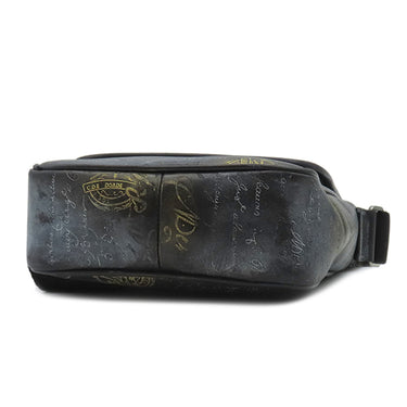 ベルルッティ BERLUTI JOUR J  ブラック ヴェネチアンレザー ショルダーバッグ シルバー金具 ジュール J スクリット カリグラフィ 黒