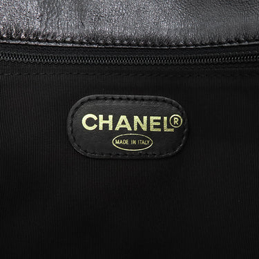 シャネル CHANEL ロゴ サコッシュ ブラック レザー ショルダーバッグ 黒