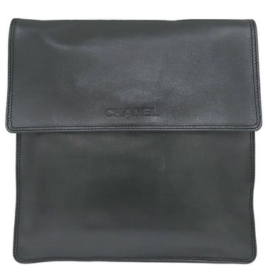 シャネル CHANEL ロゴ サコッシュ ブラック レザー ショルダーバッグ 黒