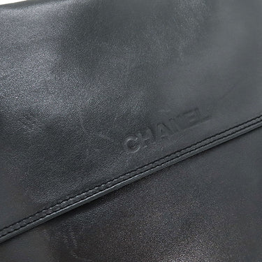 シャネル CHANEL ロゴ サコッシュ ブラック レザー ショルダーバッグ 黒