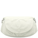 シャネル CHANEL ハーフムーン ホワイト キャビアスキン ショルダーバッグ シルバー金具 白 チェーンショルダーバッグ ココマーク
