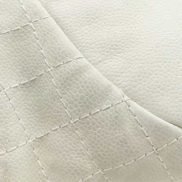シャネル CHANEL ハーフムーン ホワイト キャビアスキン ショルダーバッグ シルバー金具 白 チェーンショルダーバッグ ココマーク