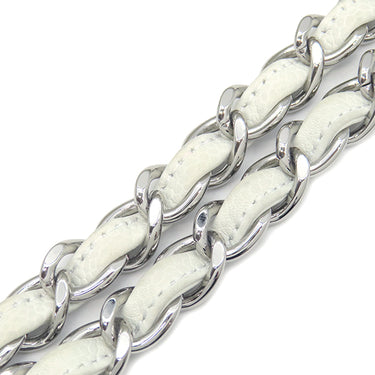 シャネル CHANEL ハーフムーン ホワイト キャビアスキン ショルダーバッグ シルバー金具 白 チェーンショルダーバッグ ココマーク