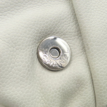 シャネル CHANEL ハーフムーン ホワイト キャビアスキン ショルダーバッグ シルバー金具 白 チェーンショルダーバッグ ココマーク