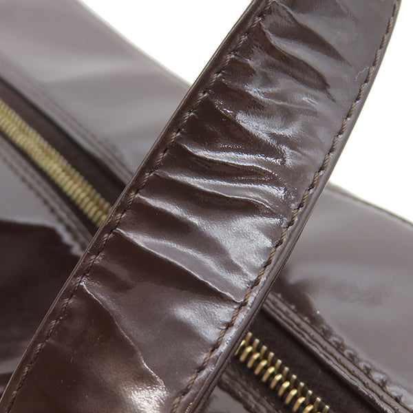 シャネル CHANEL チョコバー ブラウン パテントレザー レザー ボストン