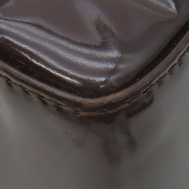 シャネル CHANEL チョコバー ブラウン パテントレザー レザー ボストンバッグ ゴールド金具 茶 ボストンバッグ ココマーク