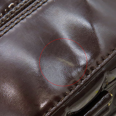 シャネル CHANEL チョコバー ブラウン パテントレザー レザー ボストンバッグ ゴールド金具 茶 ボストンバッグ ココマーク