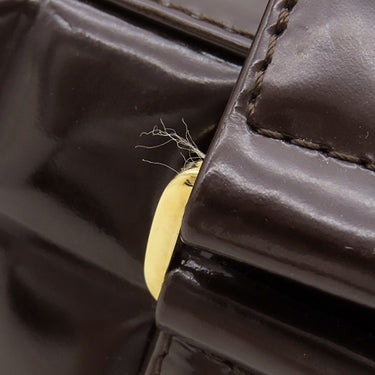 シャネル CHANEL チョコバー ブラウン パテントレザー レザー ボストンバッグ ゴールド金具 茶 ボストンバッグ ココマーク