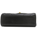 シャネル CHANEL Vステッチ ココマーク ブラック レザー ショルダーバッグ ゴールド金具 黒 肩掛け シェブロン