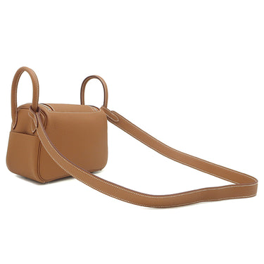 エルメス HERMES リンディ 2 ミニ 20 ゴールド トリヨンクレマンス ショルダーバッグ シルバー金具 新品 未使用 茶