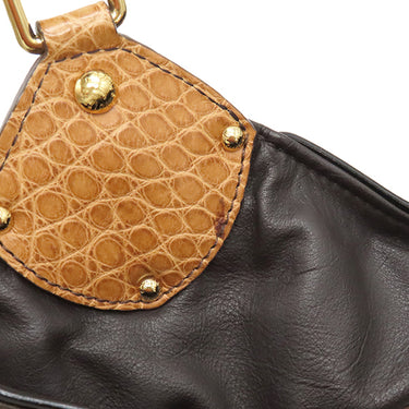 ルイヴィトン LOUIS VUITTON ネオL モノグラム モノグラムキャンバス クロコダイル ハンドバッグ ゴールド金具 茶 ボストン