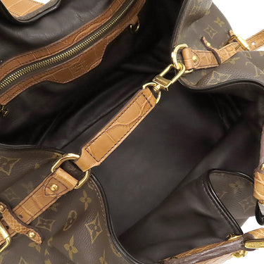ルイヴィトン LOUIS VUITTON ネオL モノグラム モノグラムキャンバス クロコダイル ハンドバッグ ゴールド金具 茶 ボストン