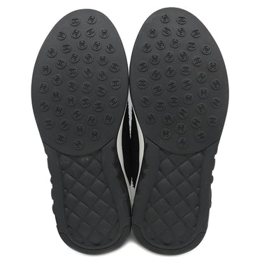 シャネル CHANEL ココマーク パイル G36256 ネイビー×ブラック×レッド パイル レザー ＃36 スニーカー 黒 紺 赤